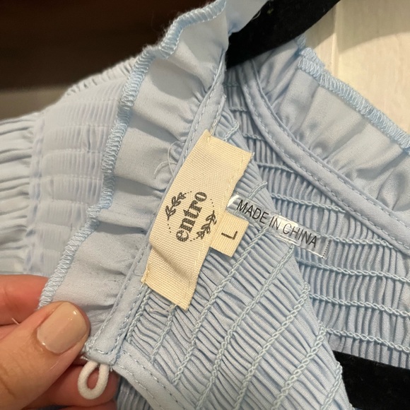 Light Blue Ruffled Women's Top - Picture 3 of 3